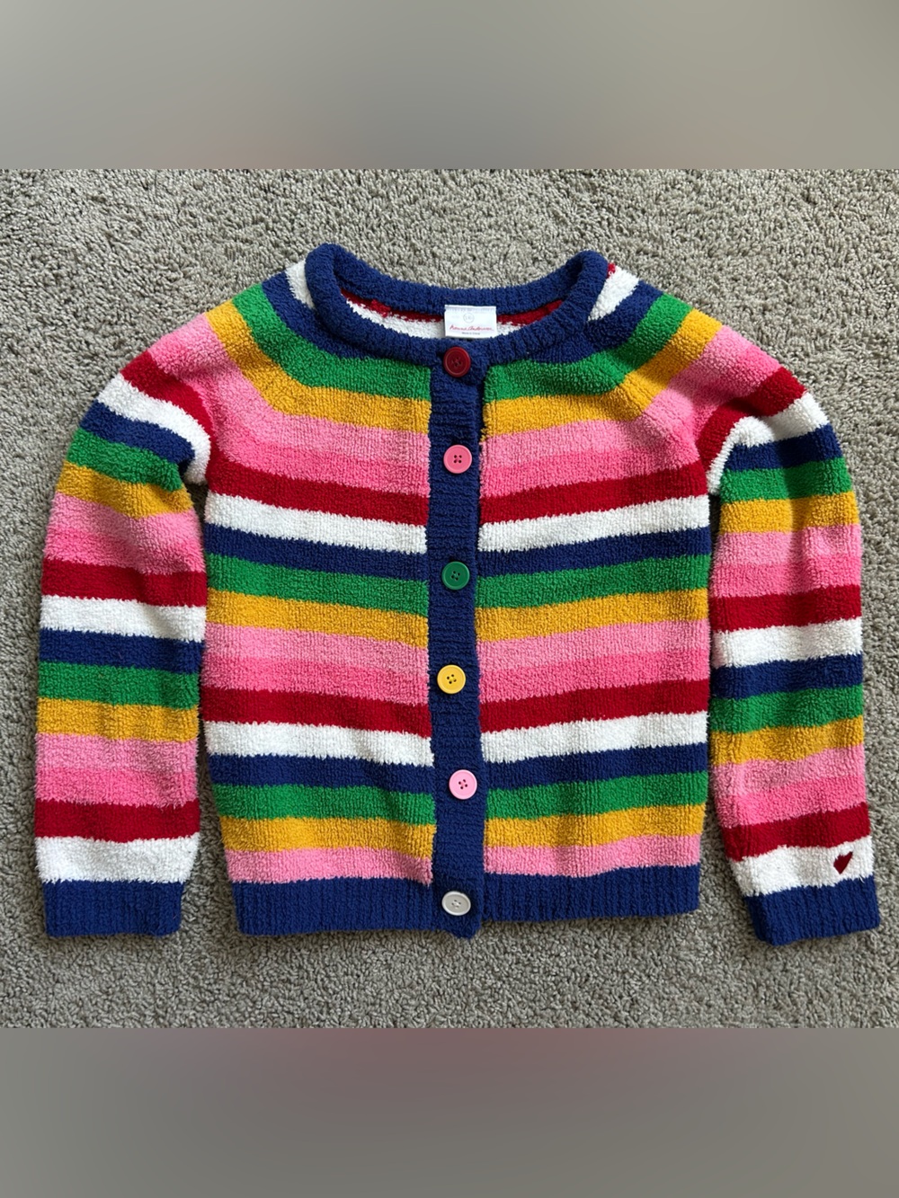 Hanna Andersson (140) size 10 rainbow stripe button-Up Sweater Cardigan